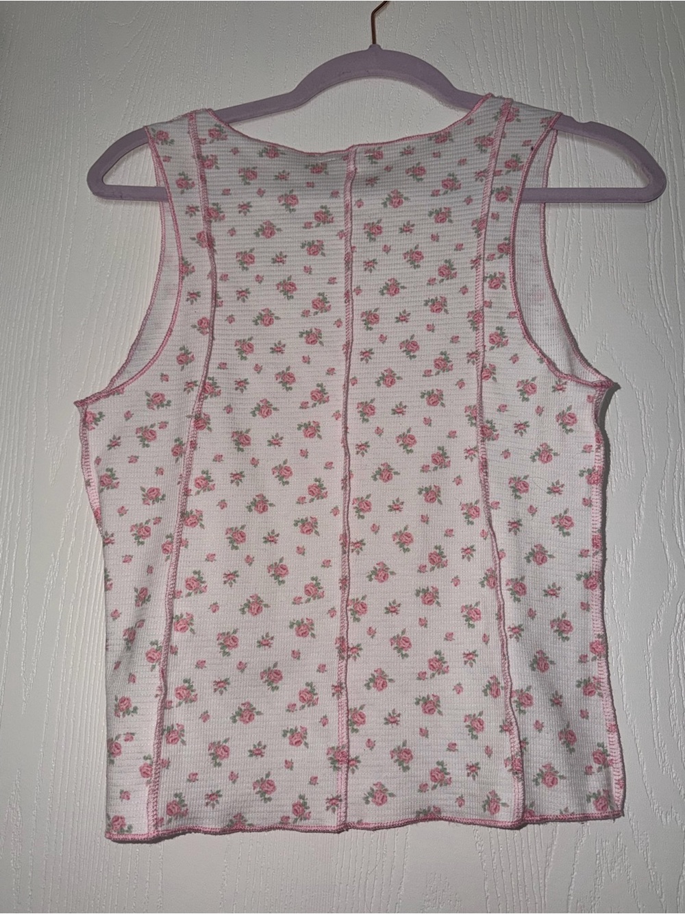 POL Pink & White Floral Ribbed Tank - Picture 8 of 9